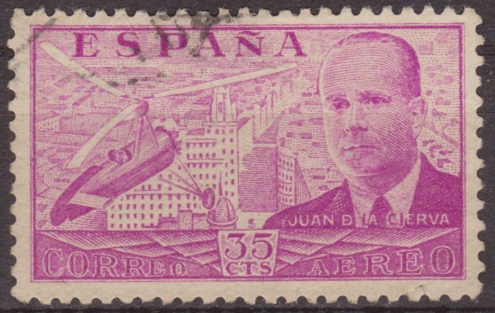 z vendido España 1939 882 Sello º Juan de la Cierva y Autogiro 35c Timbre Espagne Espana stamps Spain Briefmarken Spanien francobolli Spagna 